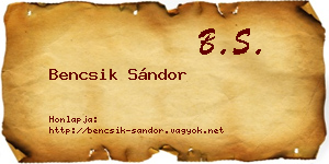 Bencsik Sándor névjegykártya